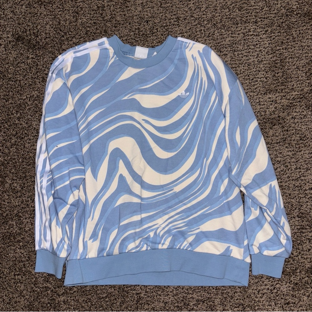 Adidas Sky Blue and White Wave Sweatshirt
